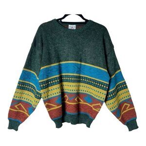 Peter Jon Vintage Men’s Wool Blend Multicolor Grandpa Sweater Size Medium
